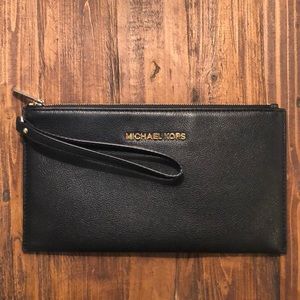 Michael Kors black leather wristlet